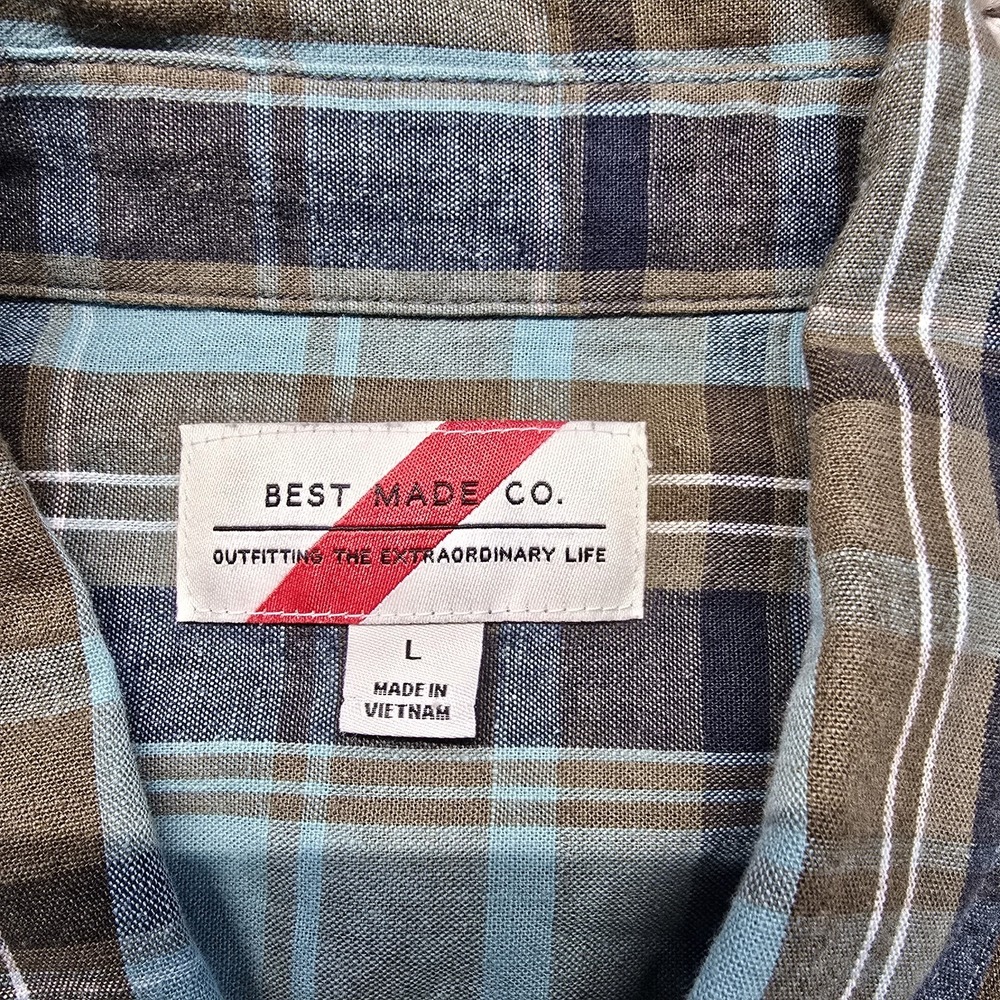 Best Made Co Long Sleeve Standard Indigo Blue Shirt Size Large Linen Cotton wip - Picture 2 of 8
